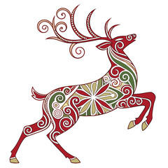 Vector of  Mandala Reindeer on white background