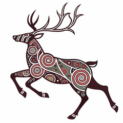 Vector of  Mandala Reindeer on white background