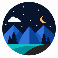 Vector of Night Landscape on white background