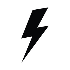 Simple black silhouette of a lightning bolt icon, representing electricity, power, energy, and speed