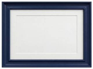 Elegant navy blue picture frame PNG isolated on transparent background, classic photo frame for displaying artwork and family portraits