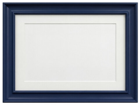 Elegant navy blue picture frame PNG isolated on transparent background, classic photo frame for displaying artwork and family portraits