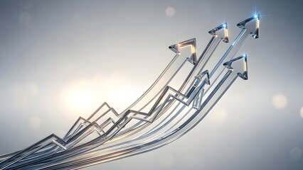 Luminous Glass Graph Arrows Soaring Upwards Toward a Bright Future.