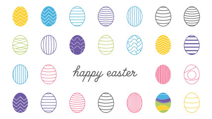 Fototapeta premium Happy easter greeting with colorful patterned easter eggs on a white background
