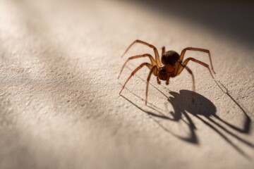 Spider Casting a Shadow on Textured Surface