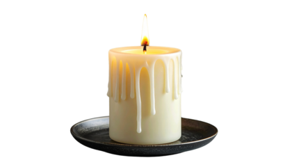 Warm Christmas Candle with Flame PNG