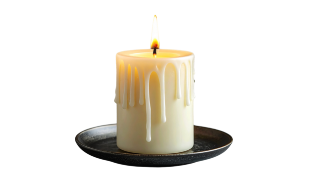 Warm Christmas Candle with Flame PNG