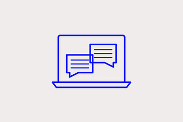  laptop message illustration in line style design. Vector illustration.