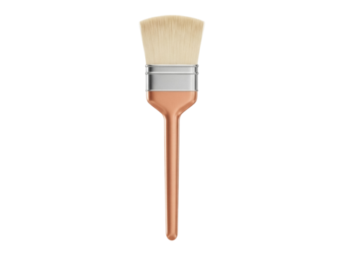 Paint brush with copper handle isolated PNG on transparent background, artist tool for painting and home improvement projects
