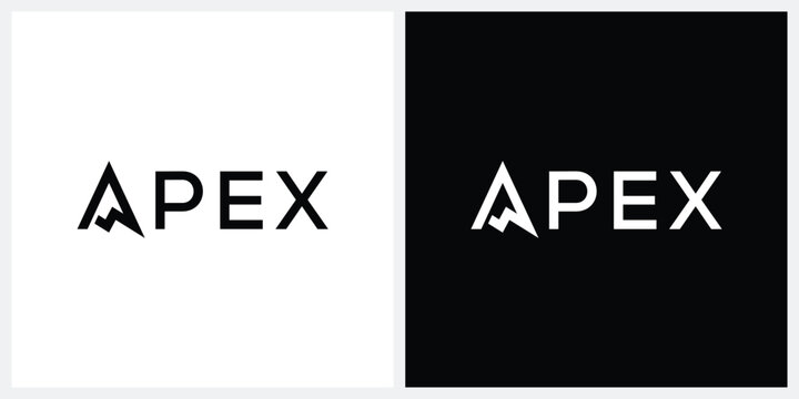 word mark apex logo design, typography text apex, mountain hill peak symbol icon vector