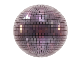 Shiny disco ball PNG isolated on transparent background, mirrored sphere for party decoration and festive events, retro style