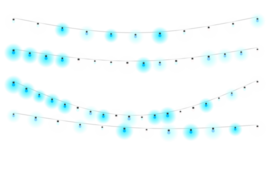 Festive String Lights on Transparent Background, White and Teal Party Lights Decoration for Celebrations and Special Occasions - Powered by Adobe