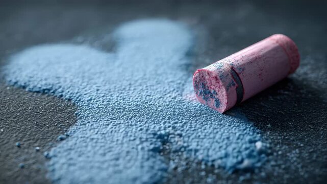 Colorful blue chalk creates a striking pattern on a dark surface during a creative art session in a bright, engaging classroom