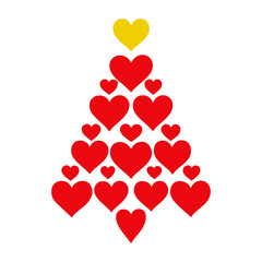 Árbol de navidad formado por corazones para tarjetas y felicitaciones de Navidad o San Valentín 