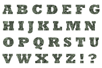 文字 3 アルファベット 大文字 緑石のテクスチャー