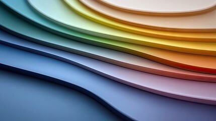 Abstract image of multiple curved layers in a rainbow of colors, creating a visually appealing design.