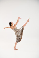 Vivid acrobatic movements showcase young dancers talent and grace in sleek attire