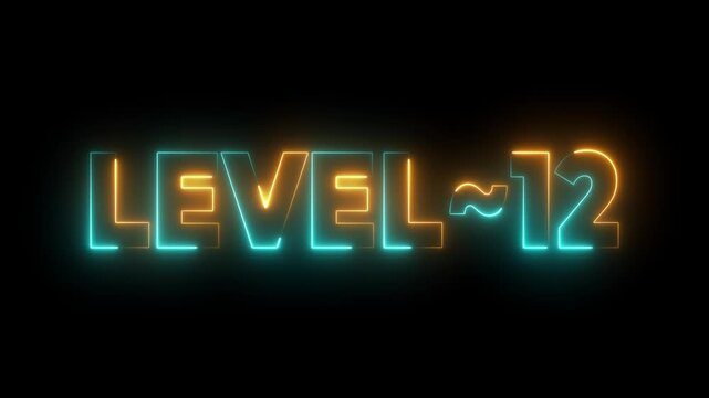 Level 12 Neon Sign Glowing Text Animation Futuristic Digital Display video - Powered by Adobe