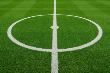 Soccer field center circle and midpoint