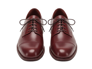 Pair of burgundy leather dress shoes isolated PNG, formal footwear for business or special occasions on transparent background