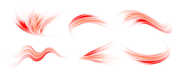 A drifting red light wave forms a smooth line in a glowing png haze and begins to twist softly. Small particles twirl along its curves while a calm swirl spreads outward. The glow stays red. Vector.