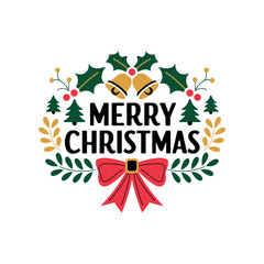 Merry christmas silhouette logo vector line art logo design