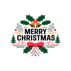 Merry christmas silhouette logo vector line art logo design