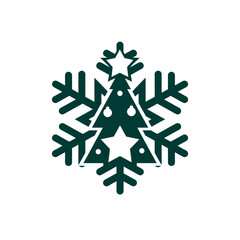 Merry christmas silhouette logo vector line art logo design