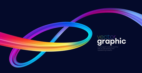 Colorful Ribbon Loop Swirl Gradient Neon Abstract. Shape Motion Curve Art Design Background. Dynamic Ribbon Motion For Creative Projects Vector Illustration Background