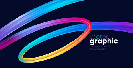 Colorful Neon Rings Form Abstract Loop. Dynamic Gradient Curves Create Motion And Energy. Vector Illustration Background