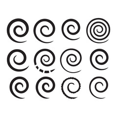 Spiral Shape Icon Set Black Vector Pack