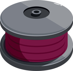 Red filament on a spool, ready for 3d printing using fdm technology