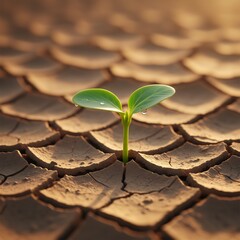 New Life Emerges: Resilient Sprout in Parched Earth