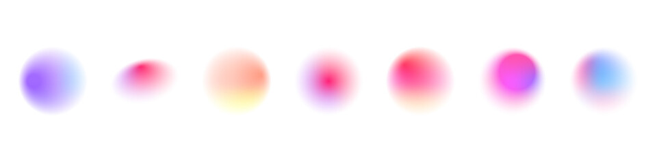 Abstract neon gradient circles with smooth blur effects. Colorful mesh shapes float on transparent background. Perfect circle PNG for modern designs.