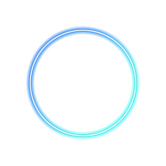 Futuristic neon circle frame glowing on transparent PNG. Vector illustration with vibrant colors and abstract energy effect. Perfect neon circle design for sci-fi projects.