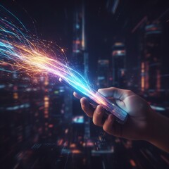 High-Speed Data Flow from a Smartphone in a City at Night