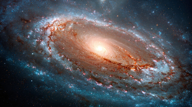 Gazing into the spiral depths, a distant galaxy unveils its cosmic dance of light, colors, and nebulous arms reaching out to the unknown.