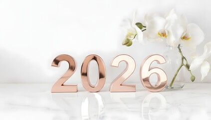 Celebrate 2026 with elegant rose gold numerals