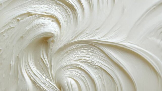 Smooth, creamy texture of freshly whipped frosting presented in a swirling pattern against a subtle backdrop in a kitchen setting