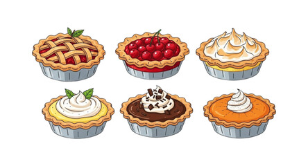 set of pies with icing