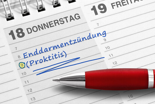 Enddarmentz&uuml;ndung (Proktitis), Diagnosennotiz, Darmspiegelung