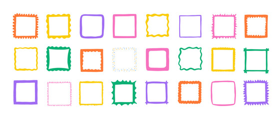 Square frames with scalloped edges. Wavy shapes, and funky geometric text box frameworks. Curved photo borders with a zigzag edge.