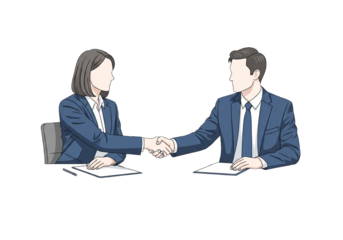 Successful business handshake between confident businesswoman and businessman finalizing deal, partnership agreement, and collaboration for future growth