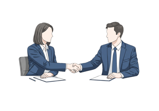 Successful business handshake between confident businesswoman and businessman finalizing deal, partnership agreement, and collaboration for future growth
