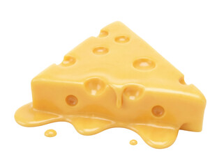Delicious Swiss cheese wedge isolated PNG on transparent background, appetizing dairy product with...