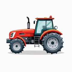 Obraz premium Detailed illustration of a red tractor with large wheels, perfect for agriculture and construction themes