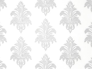 Obraz premium Seamless pattern of white damask wallpaper with glitter texture on a clean white background, elegant baroque textile design