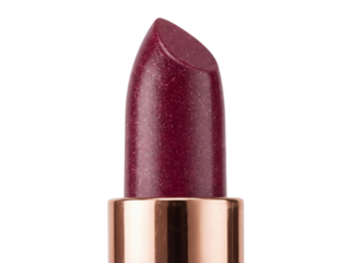 Sparkly plum lipstick isolated on transparent background, rich color cosmetic product for beauty and makeup, glamorous and elegant