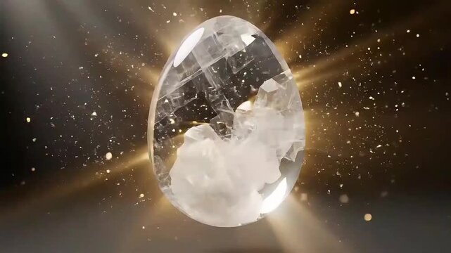 Mystical Yoni Egg Transparent Stone with Light Aura