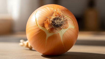 onion on a wooden table